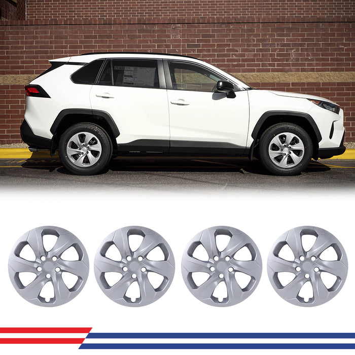 WOLFSTORM Black Matte Hubcaps for Toyota RAV4 2019-2025, Set of 4 Snap-on Installation Wheel Rim Covers Compatible with Steel Wheels, ABS&PC Material Hub Caps-17 Inch Black Matte 4-Piece Set