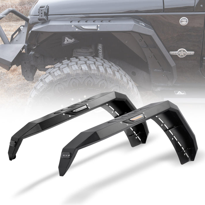 Guardabarros bengalas para Jeep Wrangler JK 2008-2017 con luces de giro secuenciales LED