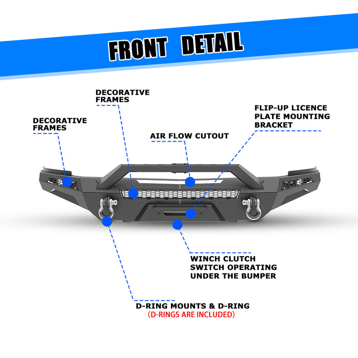 WOLFSTORM Front Bumper for 2007-2013 Chevy Silverado 1500 Multiple combinations are available for selection