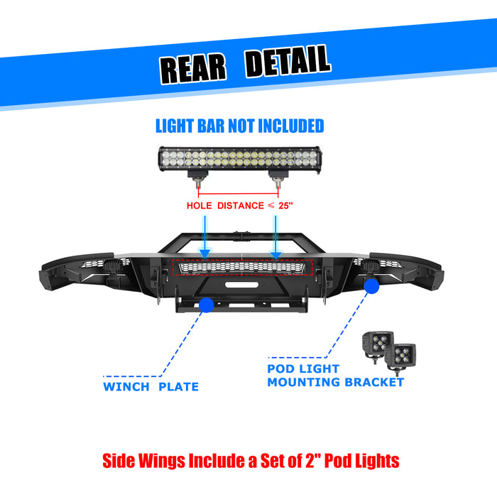 WOLFSTORM Front Bumper for 2007-2013 Chevy Silverado 1500 Multiple combinations are available for selection