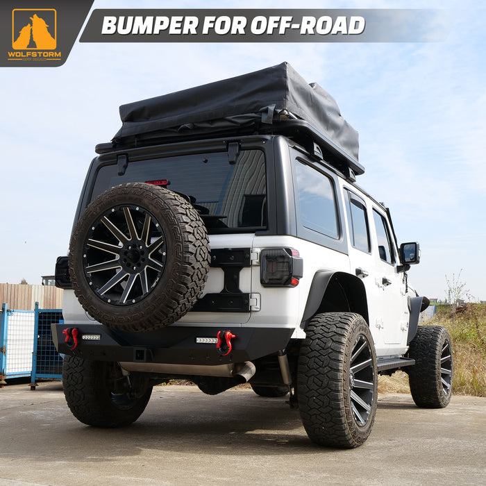 Parachoques trasero con receptor de enganche, luces LED y anillos en D para Jeep Wrangler JL/JLU 2018-2024