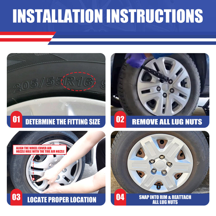 WOLFSTORM 16 Inch Hubcaps Wheel Cover Fit for 2008-2016 DODGE GRAND CARAVAN and 2008-2010 CHRYSLER TOWN & COUNTRY