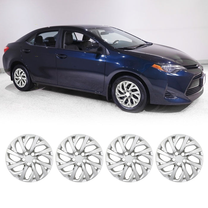 WOLFSTORM 16 Inch Hubcaps Fit for 2017-2019 TOYOTA COROLLA, Set of 4 Chrome Wheel Covers, ABS&PC Material Wheel Rim Covers for Steel Wheels, Snap-On Installation, 4-Piece