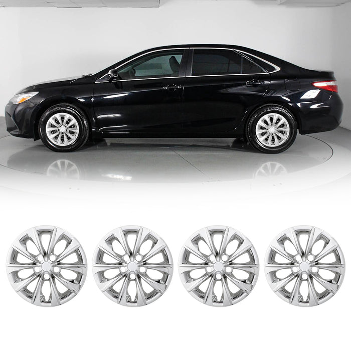 WOLFSTORM 16 Inch Hubcaps Fit for 2015-2017 TOYOTA CAMRY & 2015-2017 TOYOTA CAMRY, Set of 4 Chrome Wheel Covers, ABS&PC Material Wheel Rim Covers for Steel Wheels, Snap-On Installation, 4-Piece
