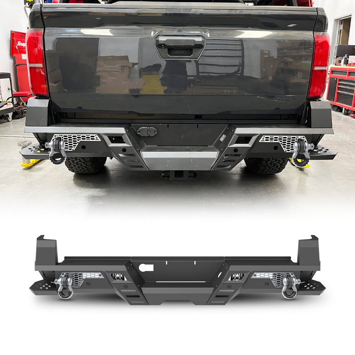 WOLFSTORM Rear Bumper for 2024 Toyota Tacoma, a set of 4 Inch LED Lights and a set of D-Rings Included