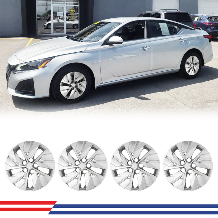 WOLFSTORM 16 Inch Hubcaps Fit for 2019-2025 Nissan Altima, Set of 4 Chrome Wheel Covers, ABS&PC Material Wheel Rim Covers for Steel Wheels, Snap-On Installation, 4-Piece