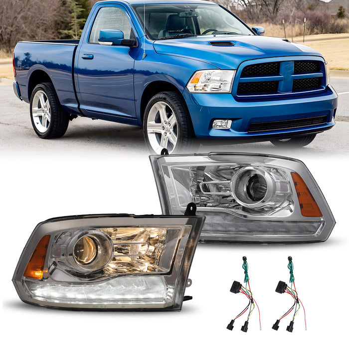WOLFSTORM Headlight Assembly for 2009-2018 Dodge Ram 1500/2500/3500 and 2019-2024 Ram 1500 Classic