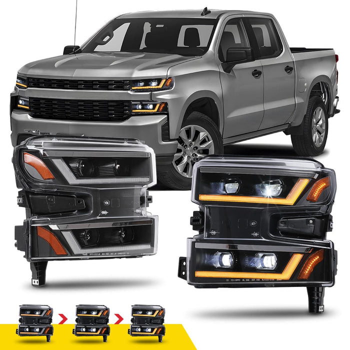 WOLFSTORM 2019-2022 Chevy Silverado 1500 LED Sequential Projector Headlights