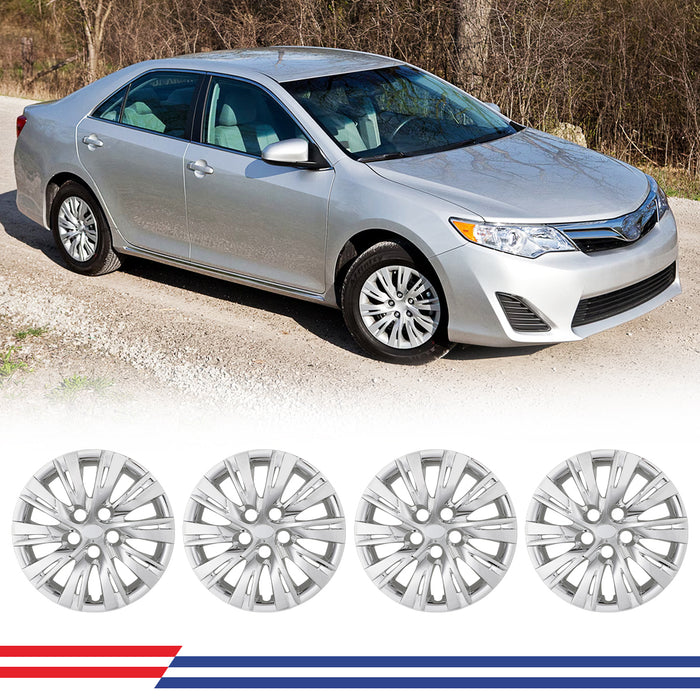 WOLFSTORM 16 Inch Hubcaps Fit for 2012-2014 TOYOTA CAMRY & 2012-2014 TOYOTA CAMRY HYBRID, Set of 4 Chrome Wheel Covers, ABS&PC Material Wheel Rim Covers for Steel Wheels, Snap-On Installation, 4-Piece