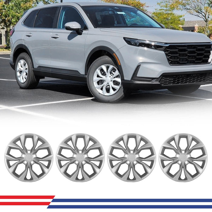 WOLFSTORM 17 Inch Hubcaps Fit for 2023-2025 HONDA CR-V LX Model, Set of 4 Wheel Covers, PP Material Wheel Rim Covers for Steel Wheels, Snap-On Installation, 17 Inch Silver Lacquer 4-Piece