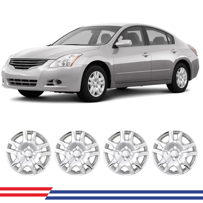 WOLFSTORM 16 Inch Hubcaps Fit for 2007-2012 NISSAN SENTRA, Set of 4 Chrome Wheel Covers, ABS&PC Material Wheel Rim Covers for Steel Wheels, Snap-On Installation, 4-Piece