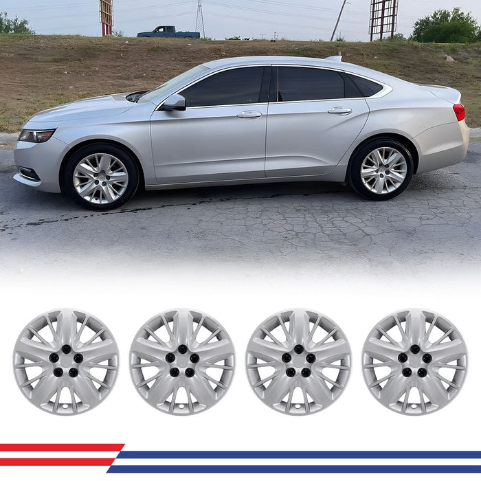 WOLFSTORM 18 Inch Hubcaps Fit for 2014-2020 CHEVY IMPALA,18" Wheel Skins, Set of 4 Wheel Covers, PP Material Wheel Rim Covers for Steel Wheels, Snap-On Installation, 18 Inch Lacquer 4-Piece