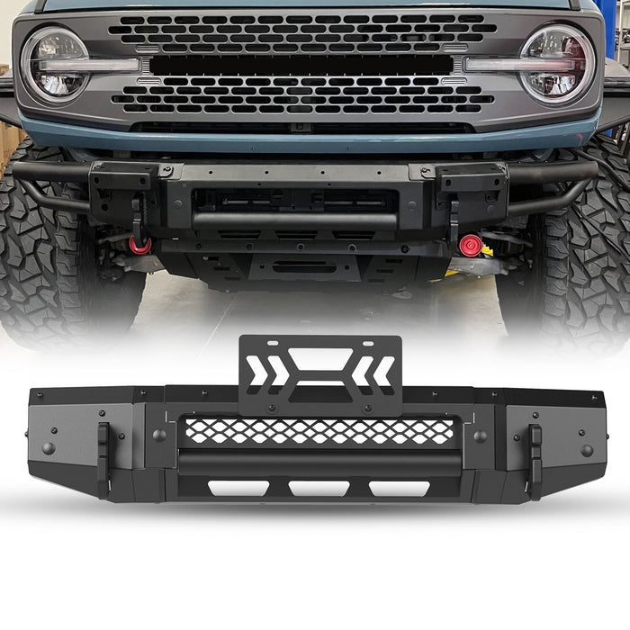 Parachoques delantero WOLFSTORM Ford Bronco con placa de cabrestante, orificio de montaje del sensor y soporte para placa de matrícula