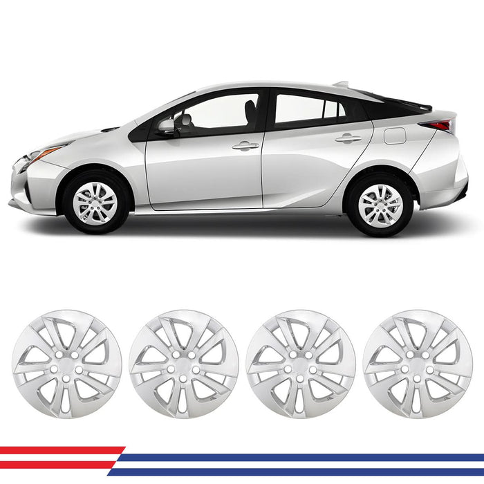 WOLFSTORM 15 Inch Hubcaps Fit for 2016-2022 TOYOTA PRIUS, 2017-2022 TOYOTA PRIUS PRIME, 2020-2024 TOYOTA COROLLA HYBRID, Set of 4 Chrome Wheel Covers, ABS&PC Material Wheel Rim Covers for Steel Wheels, Snap-On Installation, 4-Piece