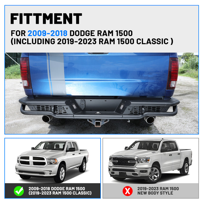 WOLFSTORM Rear Bumper for 2009-2018 Dodge Ram 1500 and 2019-2024 RAM 1500 Classic
