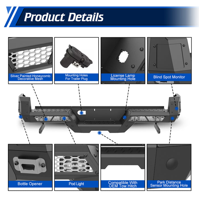 WOLFSTORM Rear Bumper for 2024-2025 TOYOTA TACOMA
