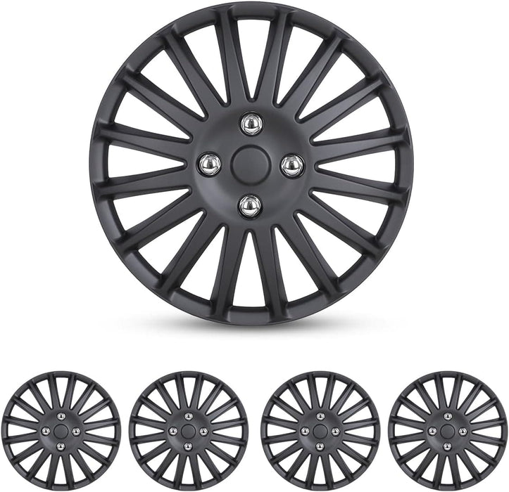 WOLFSTORM 14 Inch Automotive Hubcap Set of 4 Lacquer Wheel Tire Covers - WOLFSTORM