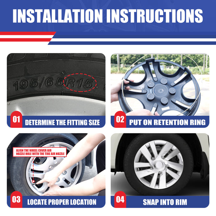 WOLFSTORM 15 Inch Hubcaps Wheel Cover Fit for 2013-2021 NISSAN NV200