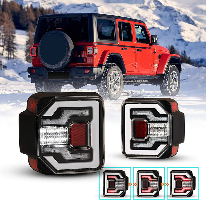 LED Sequential Tail Lights for 2018-2023 Jeep Wrangler JL/JLU - WOLFSTORM