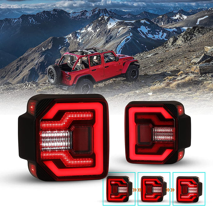 LED Sequential Tail Lights for 2018-2023 Jeep Wrangler JL/JLU - WOLFSTORM