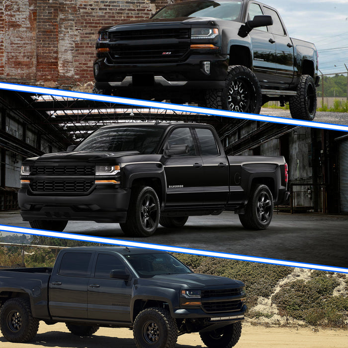 WOLFSTORM Headlight Assembly for 2016-2019 Chevy Silverado 1500 with D5S HID Bulb, LED DRL/Position Lights, and Black Housing