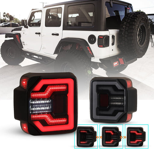 LED Sequential Tail Lights for 2018-2023 Jeep Wrangler JL/JLU - WOLFSTORM