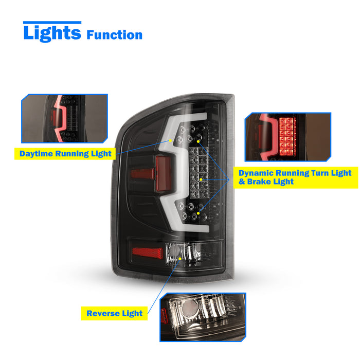 WOLFSTORM LED Tail Lights Fit for 2007-2013 Chevy Silverado 1500 and 2007-2014 GMC Sierra, 07-14 Chevy Silverado 2500HD/3500HD Tail Lights