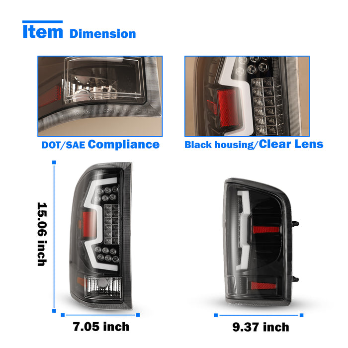 WOLFSTORM LED Tail Lights Fit for 2007-2013 Chevy Silverado 1500 and 2007-2014 GMC Sierra, 07-14 Chevy Silverado 2500HD/3500HD Tail Lights