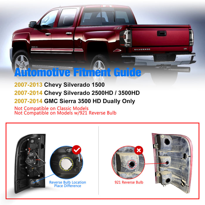 WOLFSTORM LED Tail Lights Fit for 2007-2013 Chevy Silverado 1500 and 2007-2014 GMC Sierra, 07-14 Chevy Silverado 2500HD/3500HD Tail Lights