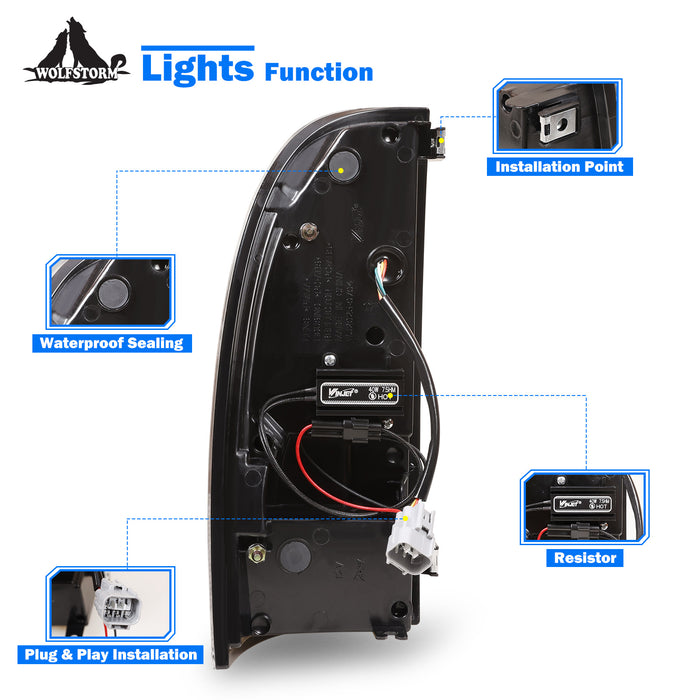 WOLFSTORM Luz trasera LED para Toyota Tacoma 2005-2015, luz de señal de giro secuencial y DRL