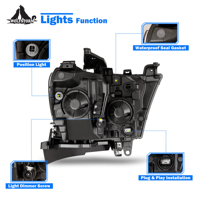 Conjunto de faros halógenos WOLFSTORM para Dodge Ram 1500 2019-2022
