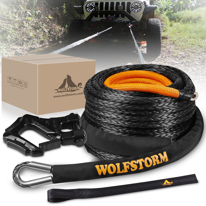 Winch Rope with Hook and Protective Sleeve for Off-Road Vehicles SUV ATV UTV Boats