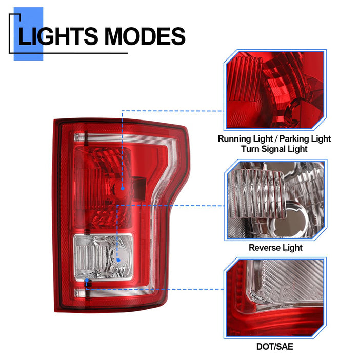 WOLFSTORM Tail Light Fit For 2015-2017 Ford F-150 (Factory Halogen Type) - WOLFSTORM 