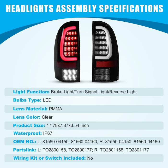 WOLFSTORM LED Tail Lights for 2005-2015 Toyota Tacoma - WOLFSTORM