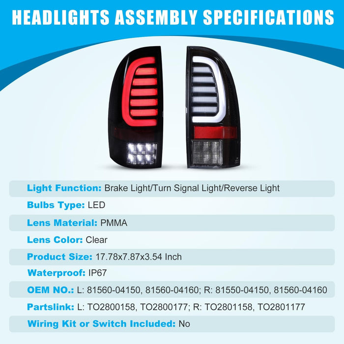 WOLFSTORM LED Tail Lights for 2005-2015 Toyota Tacoma - WOLFSTORM