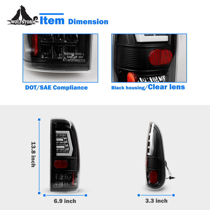 WOLFSTORM LED Tail Light Fit for 2000-2007 Ford F-250 Super Duty
