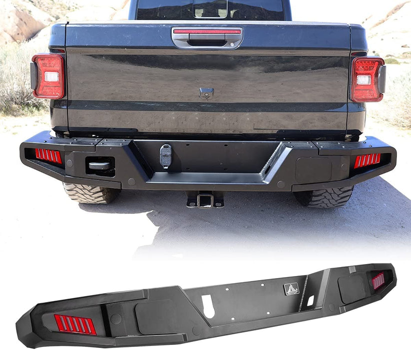 Full-Width Rear Bumper with LED Lights for 2019-2023 Jeep Gladiator JT - WOLFSTORM