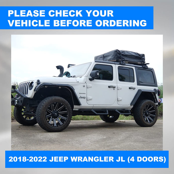 WOLFSTORM Running Boards Compatible with 2018-2023 Jeep Wrangler JL Unlimited 4 Door - WOLFSTORM 