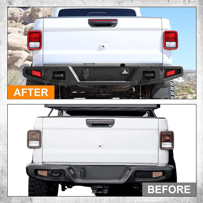 Full-Width Rear Bumper with LED Lights for 2019-2023 Jeep Gladiator JT - WOLFSTORM