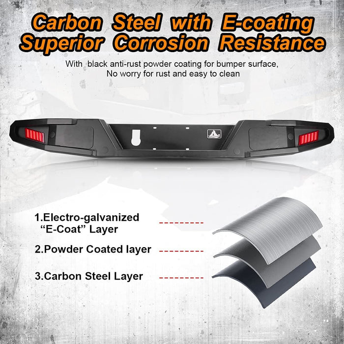 Full-Width Rear Bumper with LED Lights for 2019-2023 Jeep Gladiator JT - WOLFSTORM