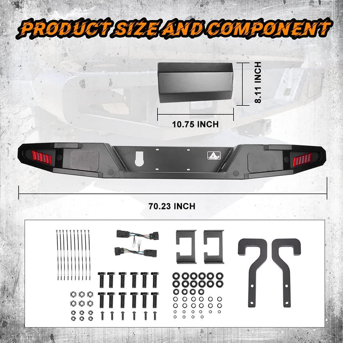 Full-Width Rear Bumper with LED Lights for 2019-2023 Jeep Gladiator JT - WOLFSTORM