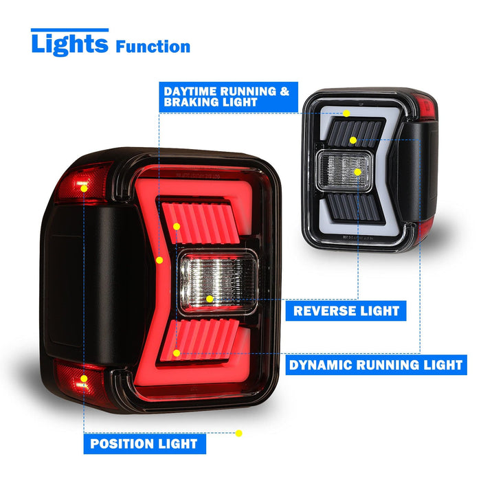 LED Sequential Tail Lights for 2019 2020 2021 2022 2023 Jeep Gladiator JT - WOLFSTORM