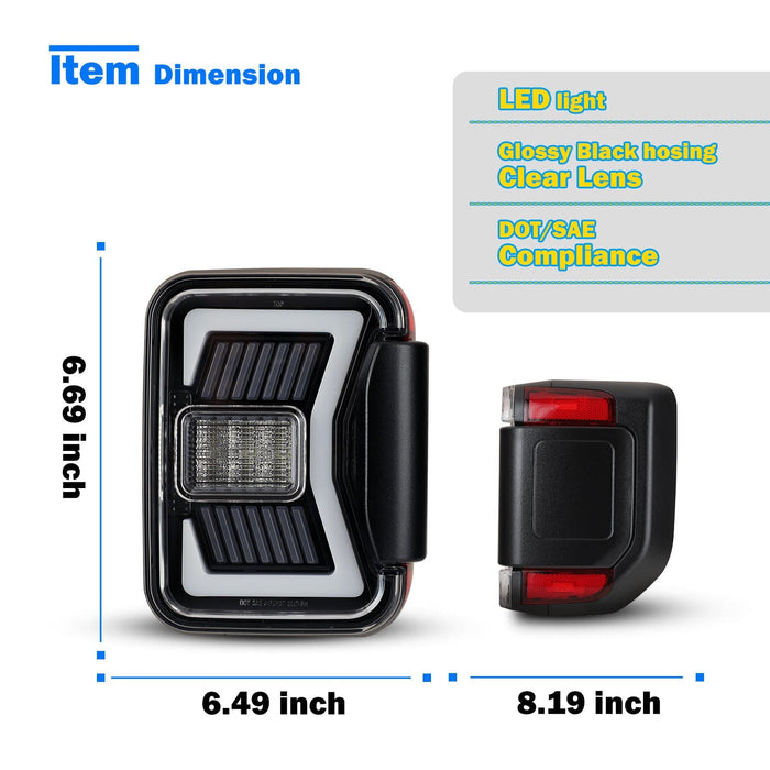 LED Sequential Tail Lights for 2019 2020 2021 2022 2023 Jeep Gladiator JT - WOLFSTORM