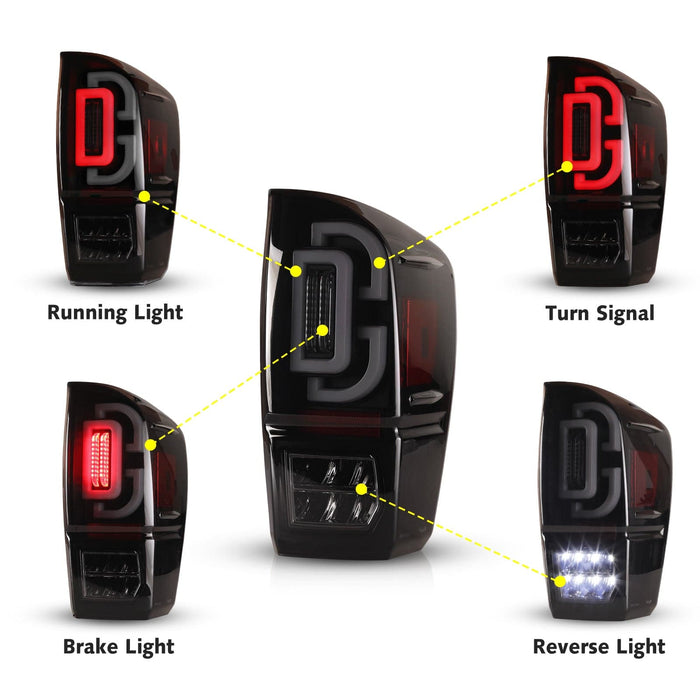WOLFSTORM LED Tail Light Assembly for 2016-2022 Toyota Tacoma, Tail Lights with Sequential Turn Signal Design - WOLFSTORM