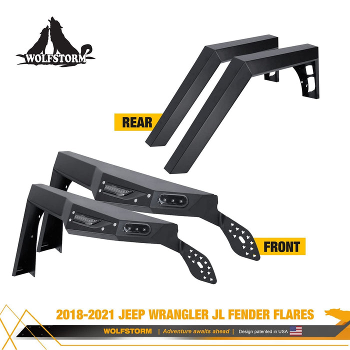 WOLFSTORM Fender Flares for 2018-2022 Jeep Wrangler JL