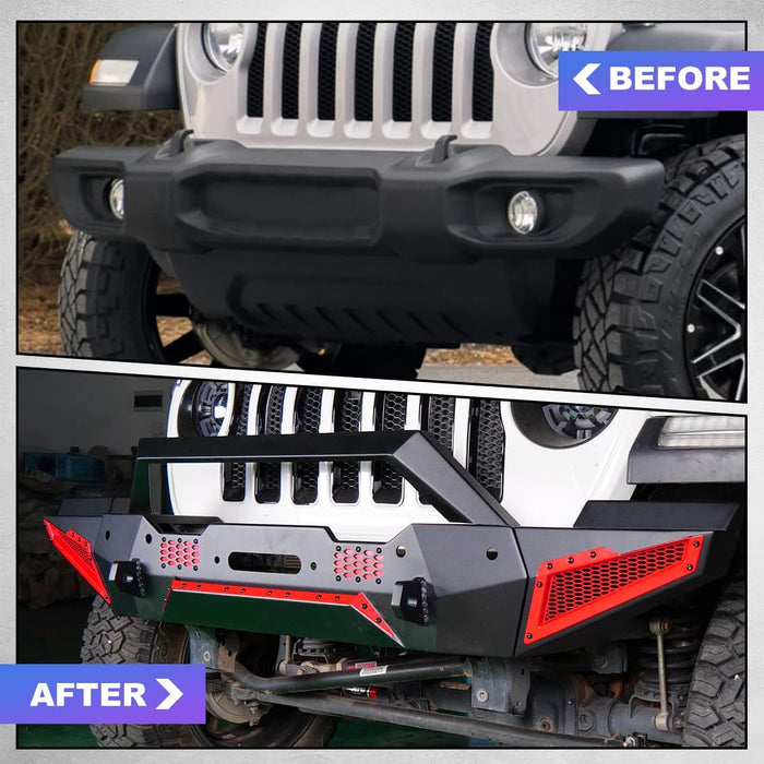 WOLFSTORM Front Bumper for Jeep Wrangler JK/JKU, Wrangler JL/JLU, and Gladiator JT - WOLFSTORM