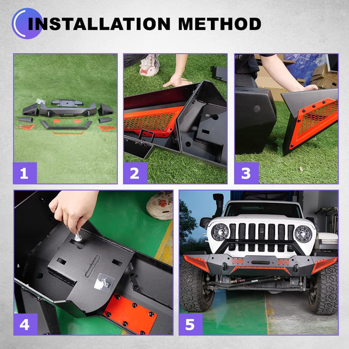 WOLFSTORM Front Bumper for Jeep Wrangler JK/JKU, Wrangler JL/JLU, and Gladiator JT - WOLFSTORM