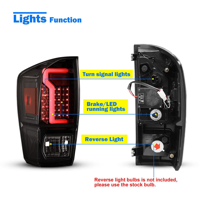 WOLFSTORM LED Tail Light Assembly for 2016-2022 Toyota Tacoma with New LED Light Design - WOLFSTORM