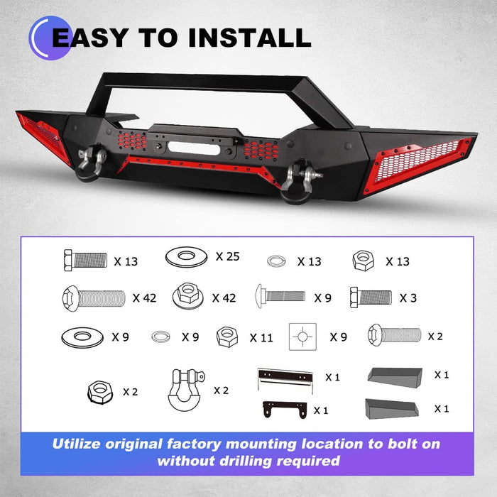 WOLFSTORM Front Bumper for Jeep Wrangler JK/JKU, Wrangler JL/JLU, and Gladiator JT - WOLFSTORM