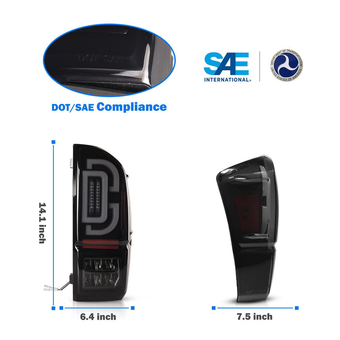 WOLFSTORM LED Tail Light Assembly for 2016-2022 Toyota Tacoma, Tail Lights with Sequential Turn Signal Design - WOLFSTORM